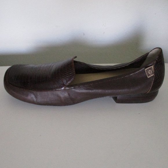 AK Anne Klein Womens Brown Leather Embossed Snakeskin Loafer - Size 9M - Picture 3 of 10